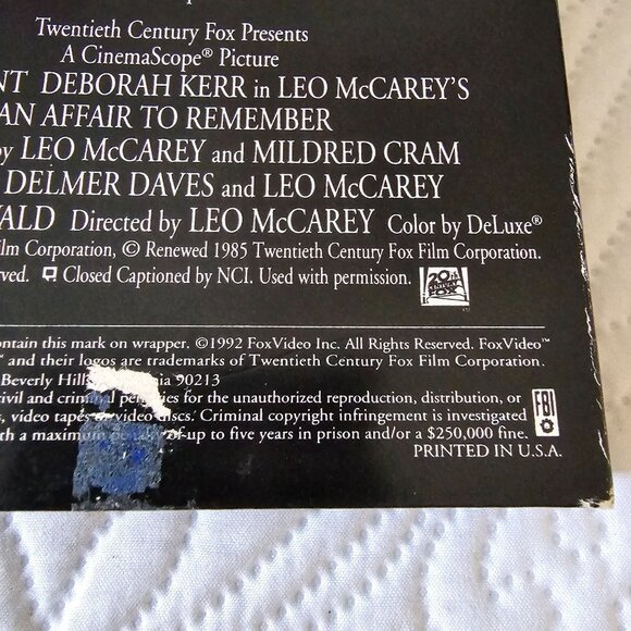 An Affair To Remember VHS Movie Starring Cary Grant & Deborah Kerr, Vintage - Picture 3 of 6